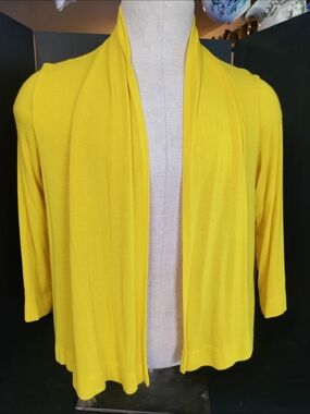 Nally & Millie Yellow Open-Front Draped Cardigan OS